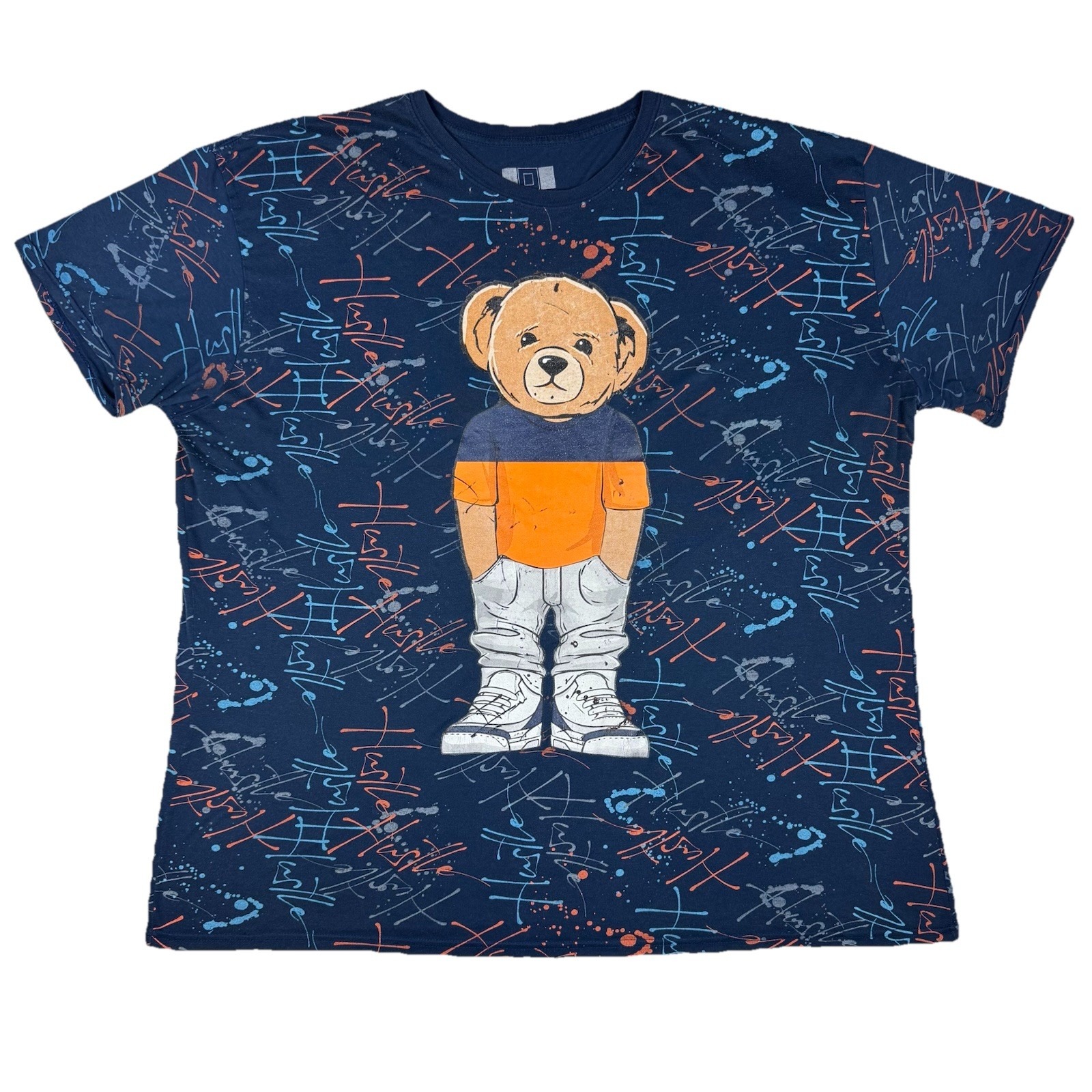 Og Hustle T Shirt Mens 5xl Teddy Bear Multicolor Spray Paint Distressed Y2k Read
